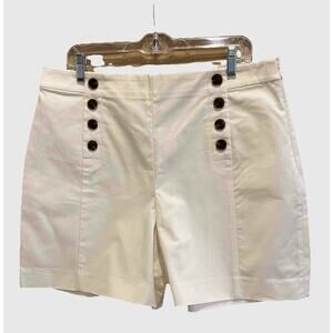 Ann Taylor Factory High Rise White Sailor 6” Shorts Sz 14 Cotton, Resort Wear